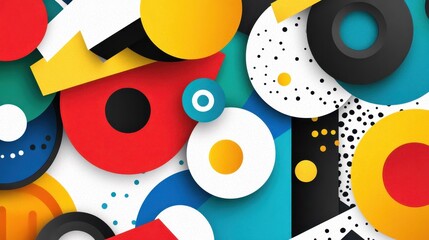 Obraz premium Embrace creativity with a modern circle abstract background, featuring fun textures in a vibrant cartoon illustration style.