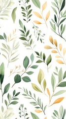 Elegant Vintage Jungle Pattern with Hand-Drawn Floral Motifs in Soft Tones for Invitations and Wallpapers