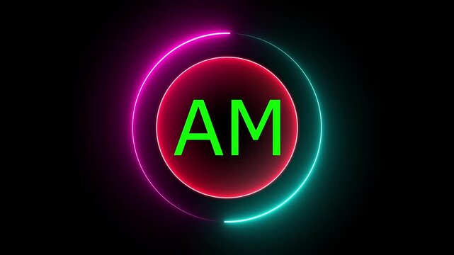A minimalist design featuring the letters "AM," often in bold or uppercase. This icon typically represents morning hours in time displays or clocks, indicating the time from midnight to noon.