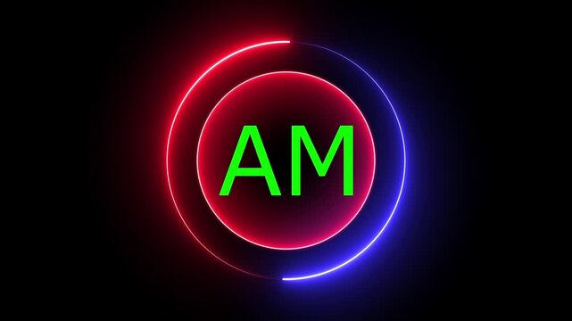 A minimalist design featuring the letters "AM," often in bold or uppercase. This icon typically represents morning hours in time displays or clocks, indicating the time from midnight to noon.