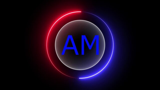 A minimalist design featuring the letters "AM," often in bold or uppercase. This icon typically represents morning hours in time displays or clocks, indicating the time from midnight to noon.