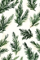 Fototapeta premium Timeless watercolor design featuring classic evergreen pattern for enduring elegance