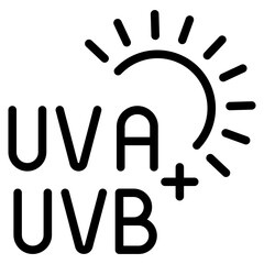 SPF, UV or sun protection icon