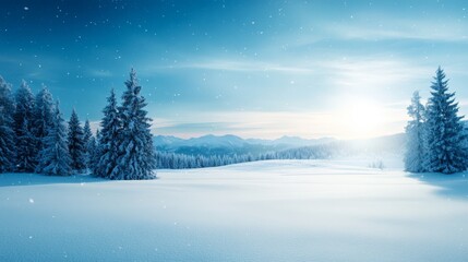 Fototapeta premium Scenic Winter Landscape with Snow-Covered Trees
