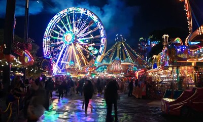 crowded night carnival
