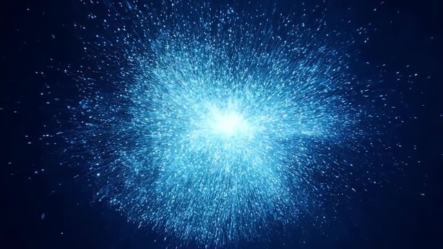A bright blue explosion occurs in dark surroundings during a scientific demonstration at a research facility.