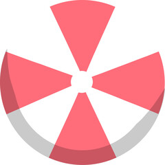 Obraz premium Pink Beachball Bliss: A minimalist vector illustration of a classic beachball, radiating summer vibes with its vibrant pink and white segments, perfect for vacation and leisure themes. 