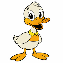 Duck isolated on white, Duck vector illustration, animal vector art, Duck  silhouette,  pet vector icon, Duck cartoon line art, eps