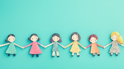 paper chain of dolls connected at the hands symbolizing unity and togetherness in friendship