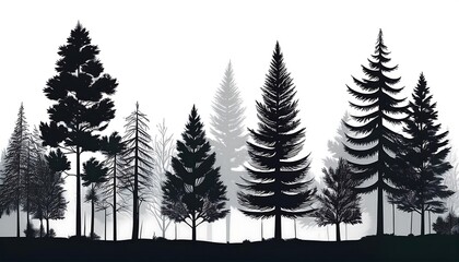 Obraz premium silhouette of abstract pine trees illustration