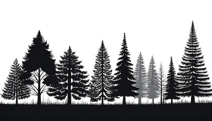 Obraz premium silhouette of abstract pine trees illustration