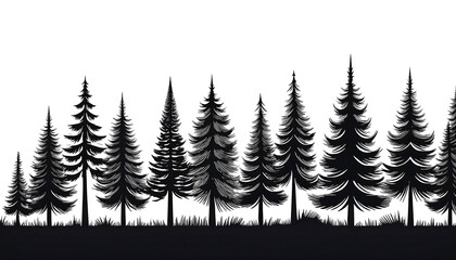 Obraz premium silhouette of abstract pine trees illustration
