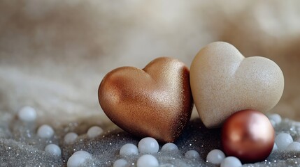 Obraz premium two heart shaped pebbles placed side by side symbolizing connected hearts