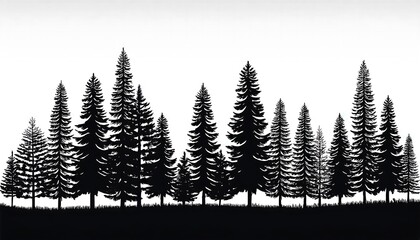 Obraz premium silhouette of abstract pine trees illustration