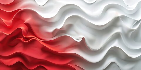 Fototapeta premium Abstract red and white wave background.