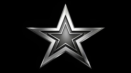 Obraz premium Glossy, silver, and edgy logo of a legendary music group, featuring a stylized star symbol on a black background, exuding rebellion and loud energy.