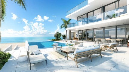 Fototapeta premium Luxury Beachfront Villa with Infinity Pool