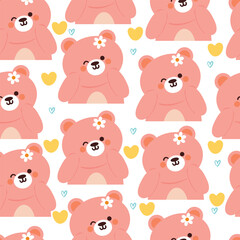 seamless pattern cartoon bears. cute animal wallpaper illustration for gift wrap paper