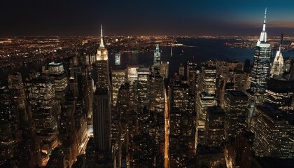 City panorama of Midtown Manhattan, New York at night 101