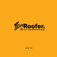 rooder, handyman, worker, logo simple silhouete, black and wahite construction logo, black and white worker logo, roof service logo