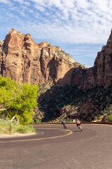 Bicyclists in Zion National Park