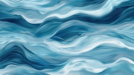 Gentle ocean waves ripple in various shades of blue under soft light, creating a calming and serene atmosphere