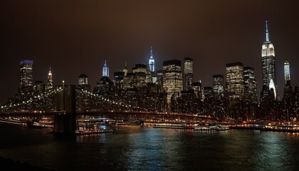 Obraz premium New york city skyline glowing under starry night 45