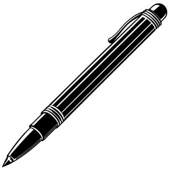 Pen isolated on white, pen vector illustration, education vector art, pen silhouette, ballpoint vector icon, pen cartoon line art, eps
