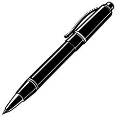 Pen isolated on white, pen vector illustration, education vector art, pen silhouette, ballpoint vector icon, pen cartoon line art, eps
