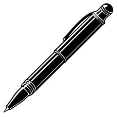 Pen isolated on white, pen vector illustration, education vector art, pen silhouette, ballpoint vector icon, pen cartoon line art, eps
