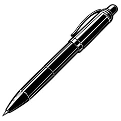 Pen isolated on white, pen vector illustration, education vector art, pen silhouette, ballpoint vector icon, pen cartoon line art, eps
