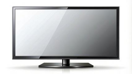 Fototapeta premium Modern flat screen TV on a white background with a blank screen waiting for your content, ideal for advertising, presentation, or product showcase purposes.