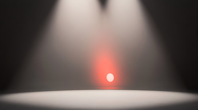 escenrio negro con una luz roja al fondo con una luz exterior iluminando la pista y el centor del cuerto brillante e iluminado