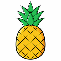 Pineapple isolated on white, pineapple vector illustration, food vector art, pineapple silhouette, fruit vector icon, pineapple cartoon line art, eps