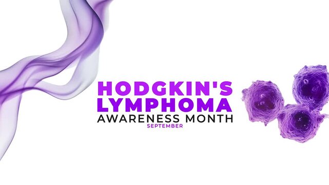 Hodgkin's lymphoma Awareness month. Purple color ribbon wave motion.