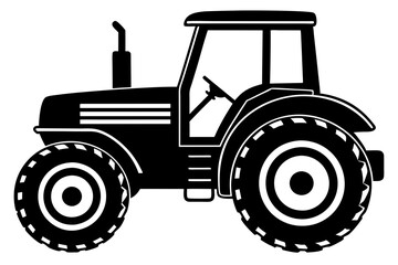 Tractor silhouette vector, old tractor vector silhouette illustration


