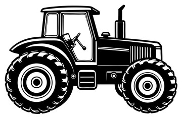 Tractor silhouette vector, old tractor vector silhouette illustration


