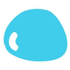 Aqua Pebble: A single, smooth, aqua-colored pebble with a white, crescent-shaped indentation. Its organic shape and calming color evoke a sense of tranquility and nature.