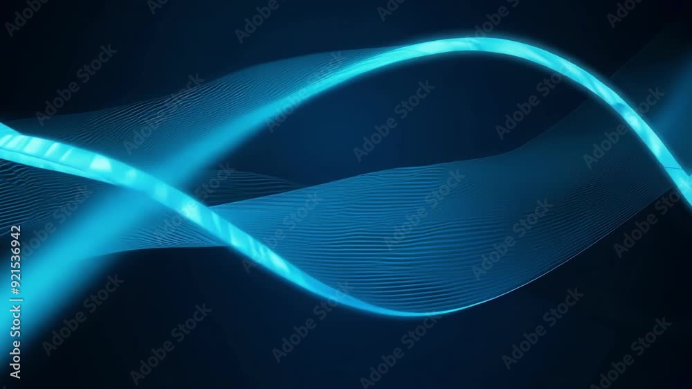 Poster dynamic blue wave patterns softly flow against a dark backdrop, creating a serene and captivating vi