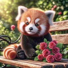 Obraz premium Niedlicher roter Pandabär