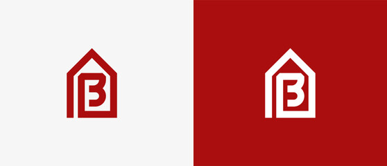 Logo Minimalist icon House and letter B with bold Line icon concept, residence, building, real estate, agency, rent. Editable file