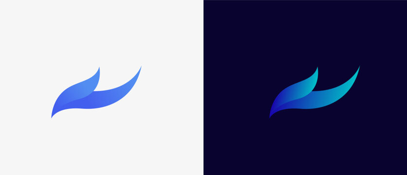 Logo tech minimalist abstract eagle wings bird with meaning hand palm safety and fly wings freedom, tech, security, logo apps, bird wing concept. Editable file