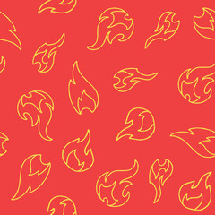 Outline Bunch of Fire Vector Seamless Pattern illustration Design