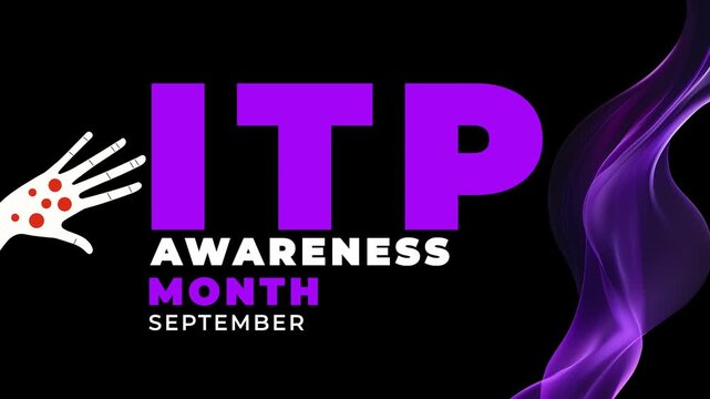 ITP awareness month. Purple color ribbon wave motion.