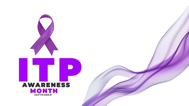 ITP awareness month. Purple color ribbon wave motion.