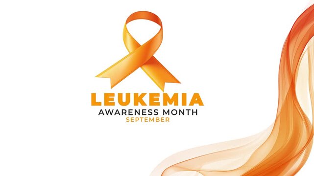 Leukemia awareness month. orange color ribbon wave motion.
