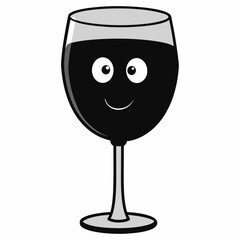 wine glass isolated on white, wine glass vector illustration, cup season wine glass vector art, tee cup silhouette,  glass vector icon, wine glass cartoon line art, eps