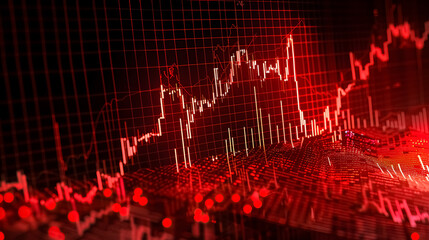 Stock Market Crash Analysis: Graph illustrating a stock market crash, showing red price 