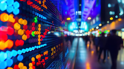 Stock Exchange Market Chart: LED display of stock exchange market chart data. 