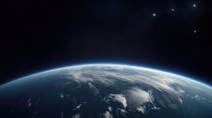 Fototapeta premium Earth's curve framing city lights set against space's infinity 